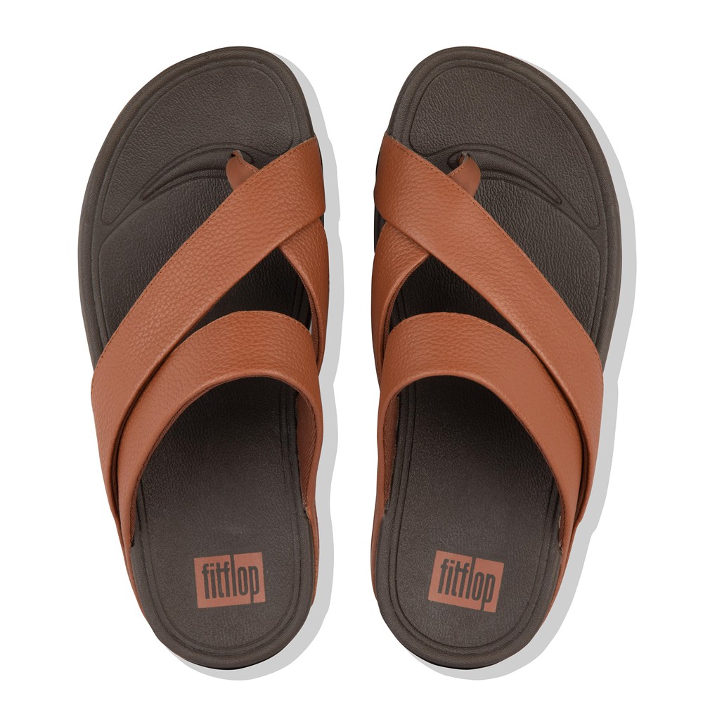 Fitflop Mens Sandals - Sling Leather Toe-post - Brown/Black - 918-CILKFW